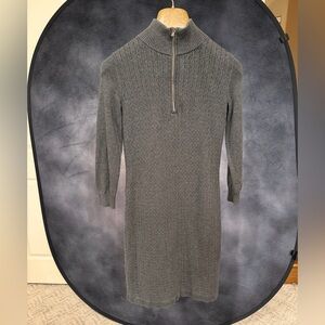 Tommy Bahama Gray Zip-Front Knit Sweater Dress
